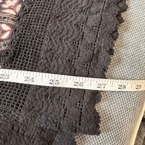 Angie Women's Open Front Short Sleeve Crochet Lace Trim Kimono Top Black Small - Picture 9 of 9